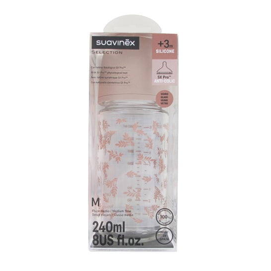 Suavinex Selection Biberon Vidrio Poetry SX Pro Flujo M 240 ml