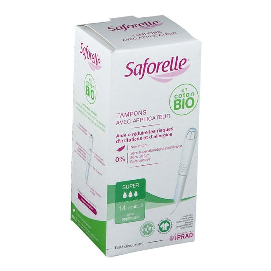 Saforelle Cotton Protect Super Pads Med Organic Applicator X14 Piece