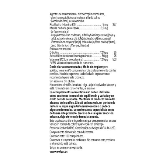 Solgar-Vitamin-B-Komplex mit Vitamin C 100 Tabs