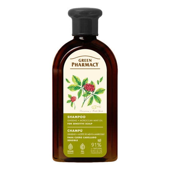 Green Pharmacy Champú Ginseng Menta Marroquí Cuero Sensible 350 ml
