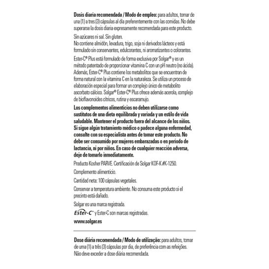 Solgar Ester-C Plus Vitamina C 500 mg 100vcaps