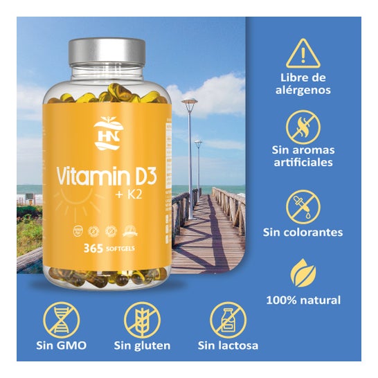 HN Pack Vitamina D3 365 caps + Cúrcuma 90 caps