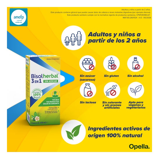Bisoherbal 3 en 1 Jarabe sin Azúcar 100 ml
