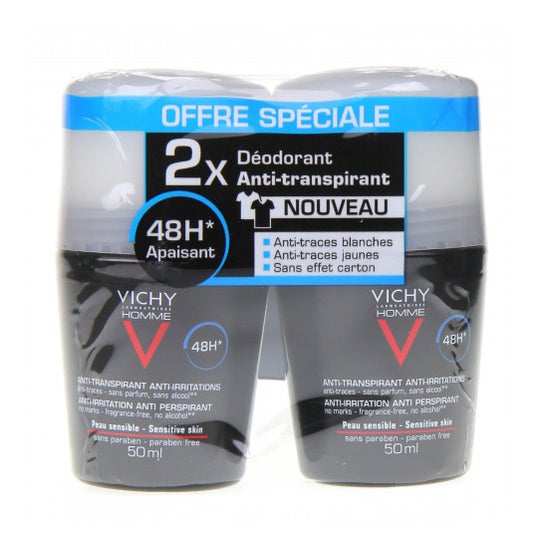 Vichy Homme Deodorant Anti-Transpirant Perle 48H 2 X 50 Ml