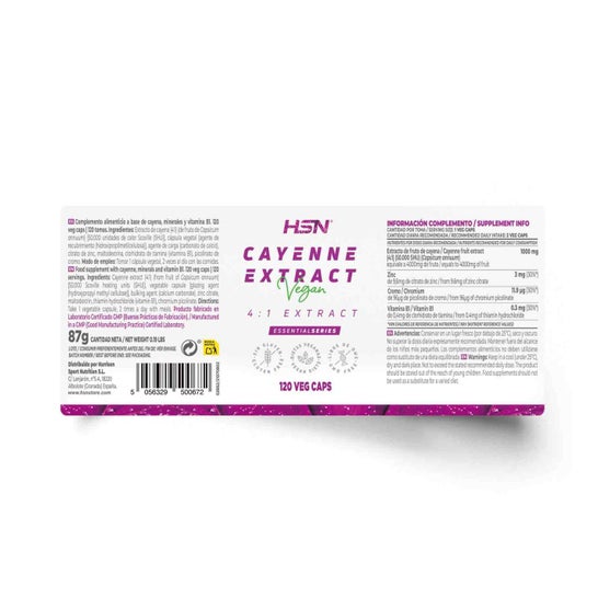 HSN Extracto de Cayena 4:1 500 mg 120 vcaps