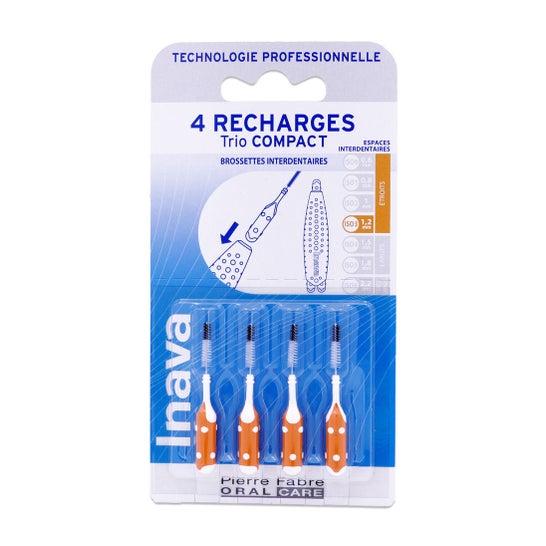 Inava Trio Compact Genopladning Interdentale Børster Orange ISO 3 4 stk