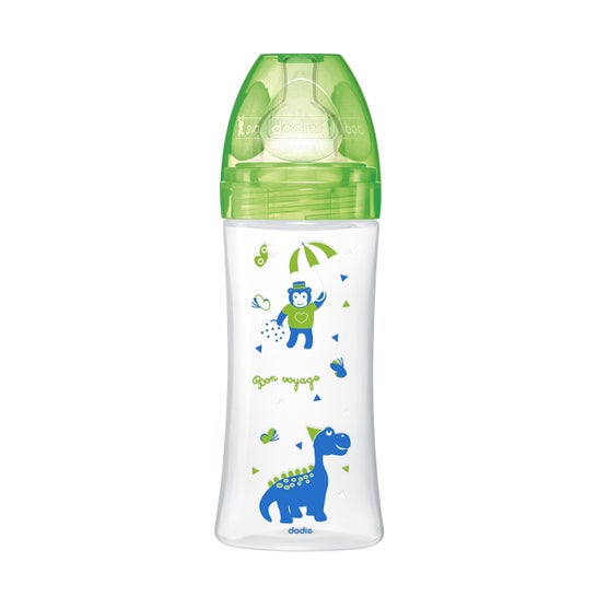 Dodie Baby flesje Gevoelens groene dinosaurus 330ml