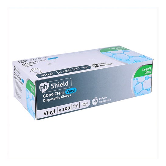 Shield Guantes Vinyl Gd09 Sin Polvo Clear L 100uds