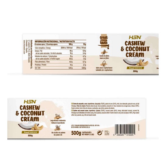 HSN Crema de Anacardo y Coco 500 g
