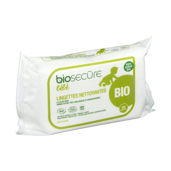 Lingettes nettoyantes coton 100% bio et biodégradable 50 lingettes