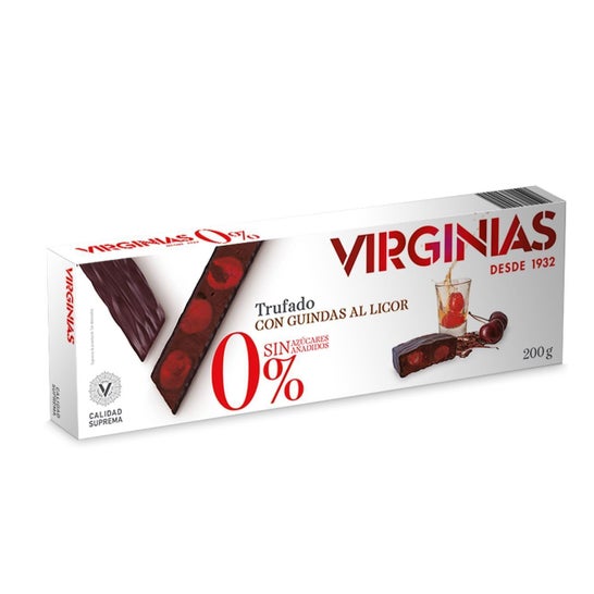 Virginias Turrón Trufado Chocolate y Guindas al Licor Bio 200g