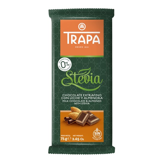 Trapa Cioccolato Al Latte con Mandorle con Stevia 75g