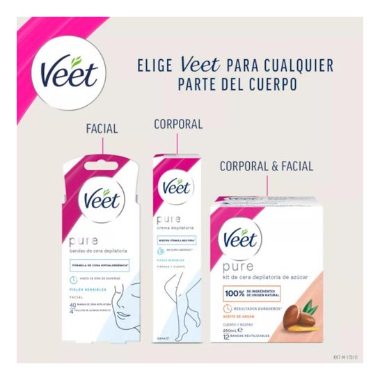 Veet Pure Bandas de Cera Depilatoria Facial Piel Sensible 20uds Veet Pure Bandas de Cera Depilatoria Facial Piel Sensible 20uds