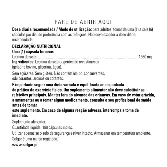 Solgar Lecitina de Soja 1360 mg 180 Perlas