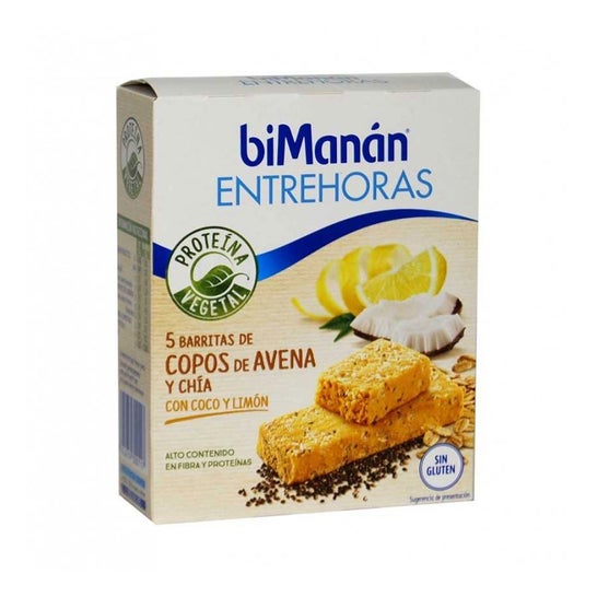 Bimanán Entrehoras 5 Barritas De Copos De Avena Y Chía Con Coc biManán®,