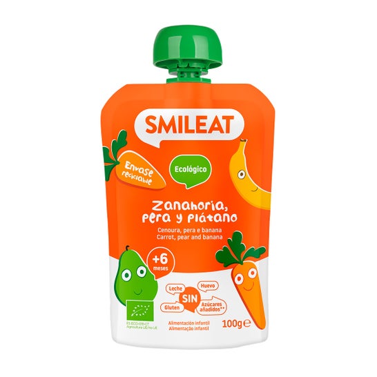 Smileat Pouch Ecológico de Zanahoria Pera y Plátano 100g