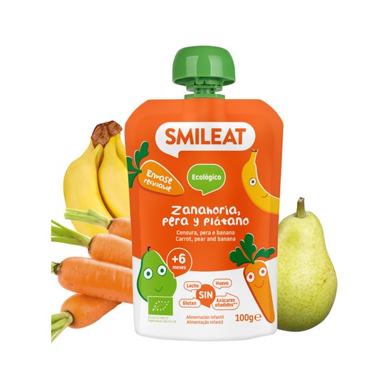 Smileat Pouch Ecológico de Zanahoria Pera y Plátano 100 g