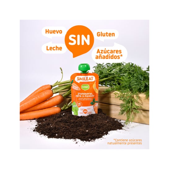 Smileat Pouch Ecológico de Zanahoria Pera y Plátano 100 g