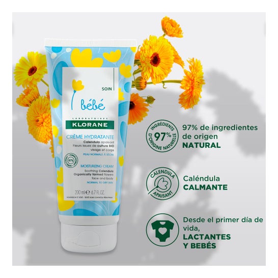 Klorane Bebé Crema Hidratante Caléndula BIO 200 ml