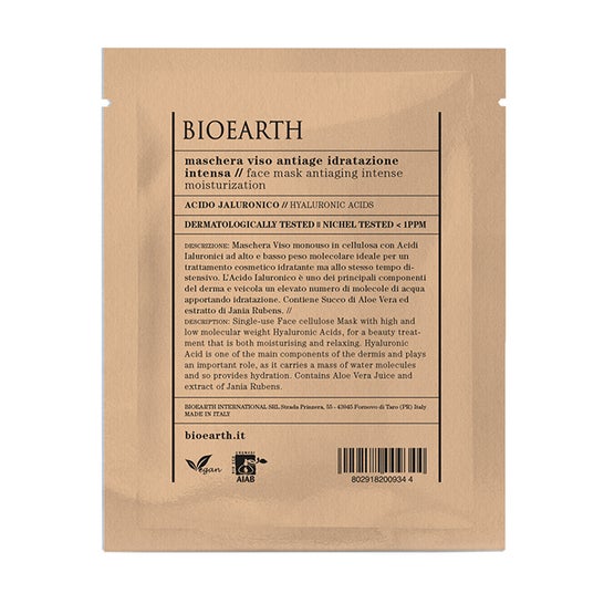 Bioearth Gezichtsmasker Enkelvoudige Dosis Anti-Ageing Hydraterend Hyaluronzuur 15ml