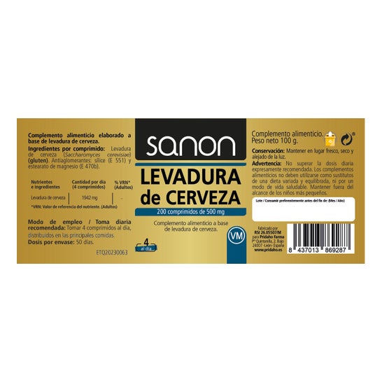 Sanon Levadura de Cerveza 200 comp