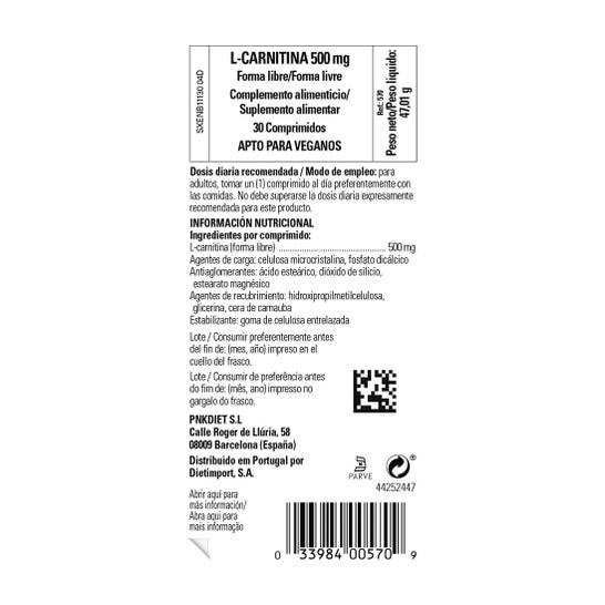 Solgar L-Carnitina 500 mg 30 comp