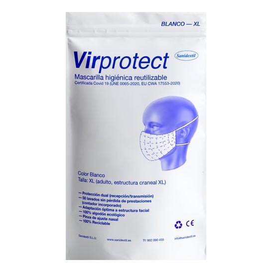 Virprotect Mascarilla Higiénica Reutilizable Adulto T-XL Blanca 1ud