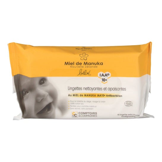 Comptoirs et Compagnies  Cleaning and Soothing Wipes with Manuka Honey IAA 10+ Organic 40 wipes
