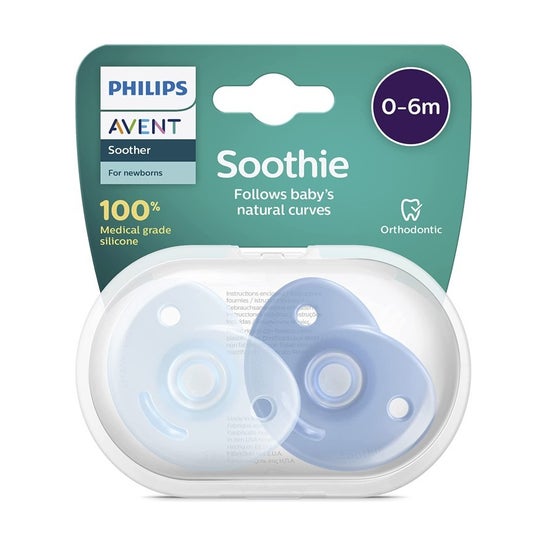 Avent Chupete Silicona Soothies 0-6 Meses Azul 2uds