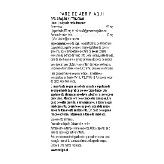 Solgar Resveratrol 250 Mg 30 Capsules