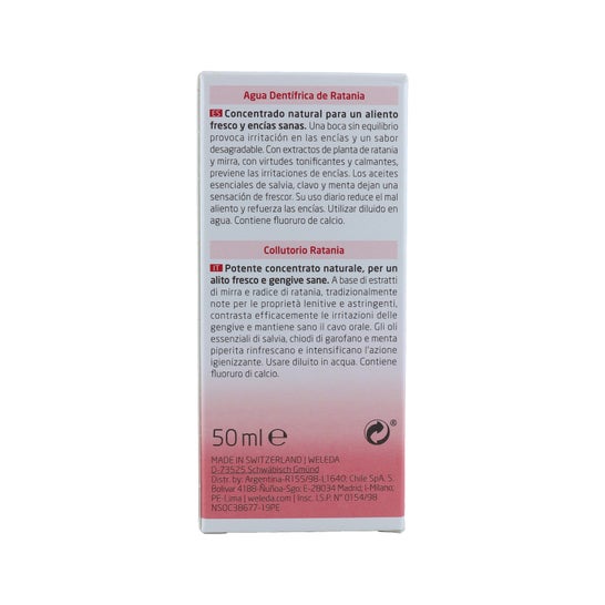 Weleda Agua Dentífrica de Ratania Sabor Menta 50 ml