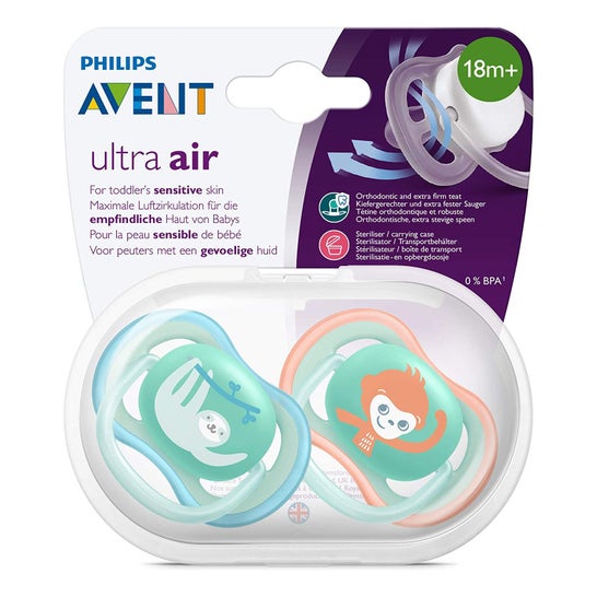 Philips Avent 2 Pacifiers Dyr +18 Måneder Neutral.