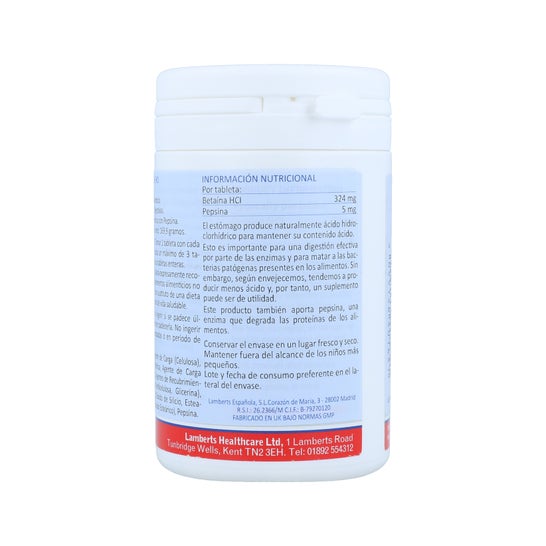 Lamberts Betaina HCL con Pepsina 180comp