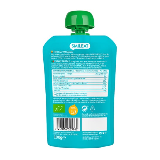 Smileat Pouch Ecológico de Frutas Variadas 100 g