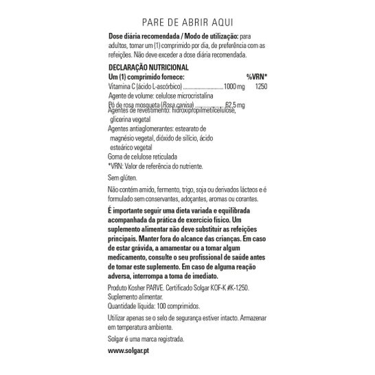 Solgar Vitamina C 1000 mg Escaramujo 100 comp