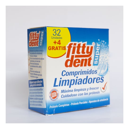 Fittydent super limpieza prótesis dental 32+4 comp