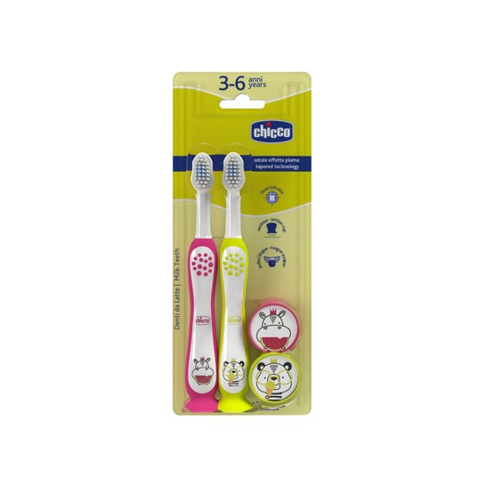 Chicco Cepillo Dental Rosa Amarillo 3-6 Años 2uds