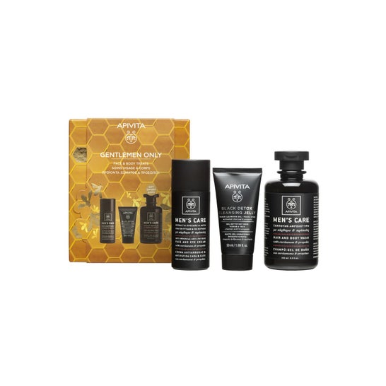 Apivita pack gentlemen crema facial + gel limpiador facial y champú