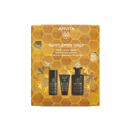 Apivita pack gentlemen crema facial + gel limpiador facial y champú