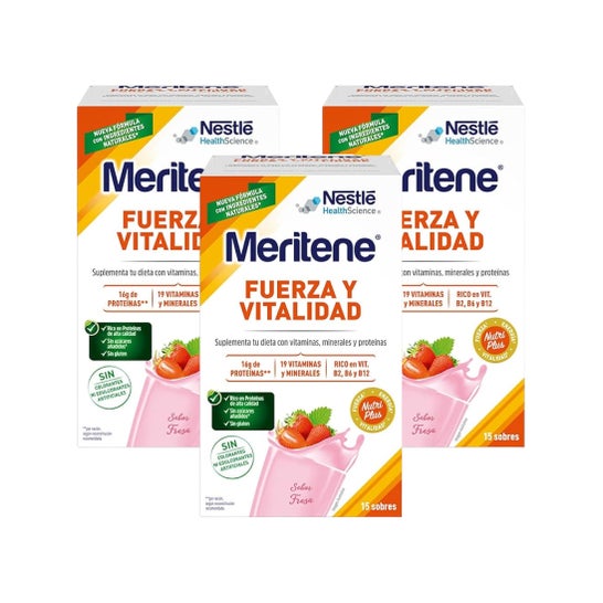Meritene Kraft und Vitalität Erdbeere 3x15 Beutel