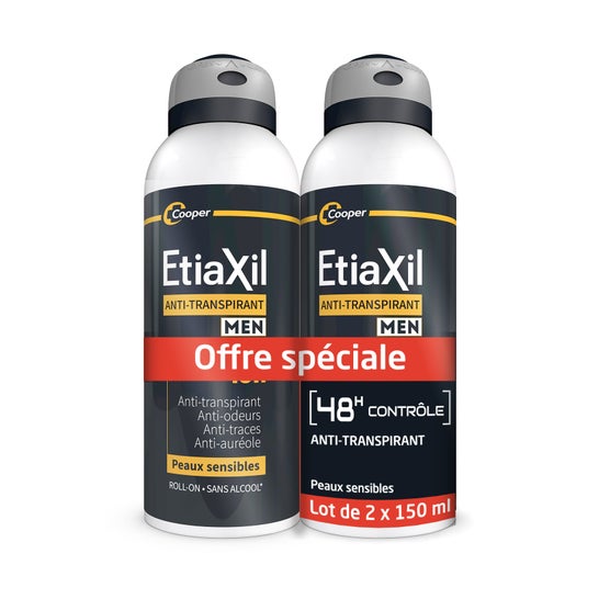 Etiaxil Deodorant Men Anti-Transpirant Spray 48H 2x150ml