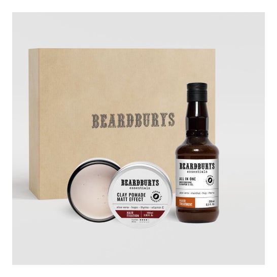 Beardburys Essentials Kit Clay Cera Mate + Champú All in One