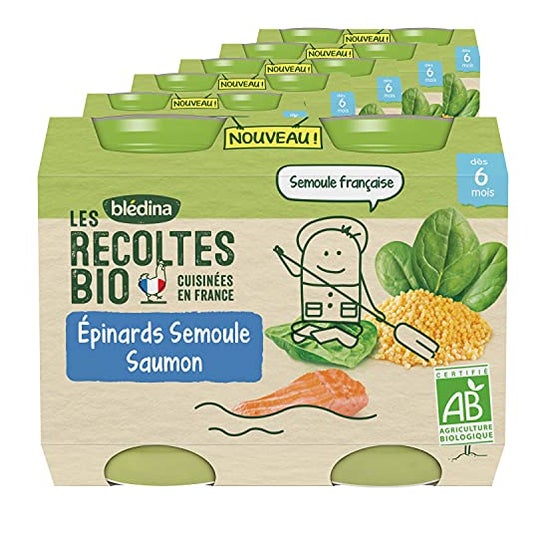 Blédina Baby Food Spinach Semolina Salmon from 6 months 2x200g