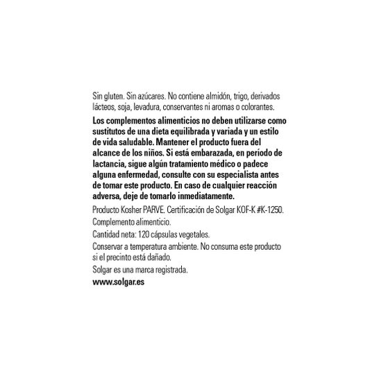 Solgar Vitamina D3 Colecalciferol 4000 UI 100 mcg 120 vcaps