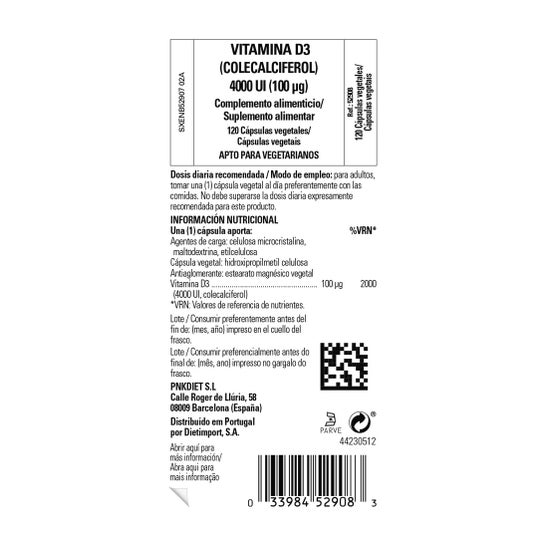 Solgar Vitamina D3 Colecalciferol 4000 UI 100 mcg 120 vcaps
