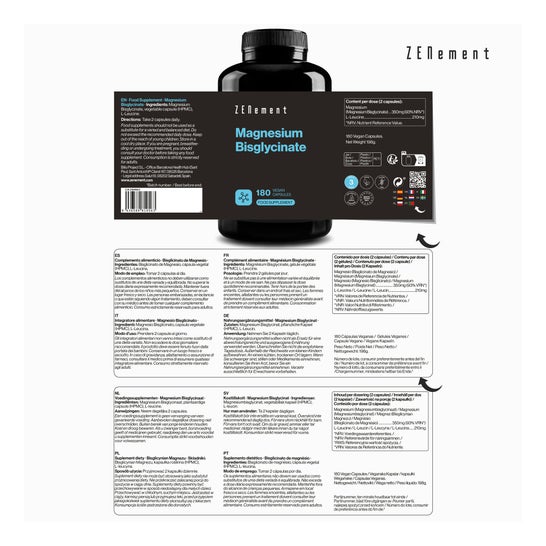 Zenement Bisglicinato de Magnesio 180 vcaps