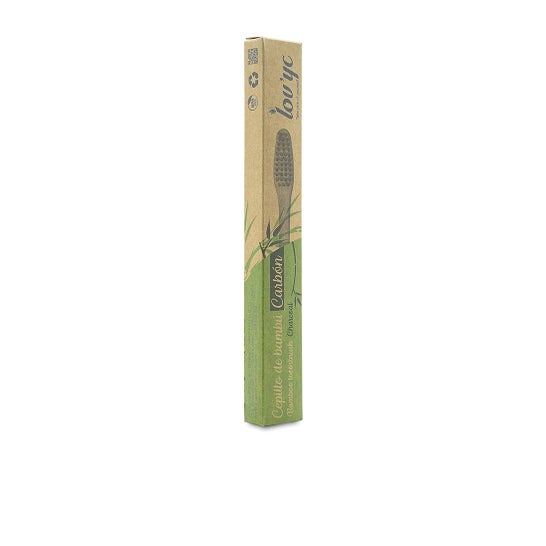 Lovyc Bamboo Medium Tandenborstel met Houtskool Ingebakken Tandenborstel 1 stuk