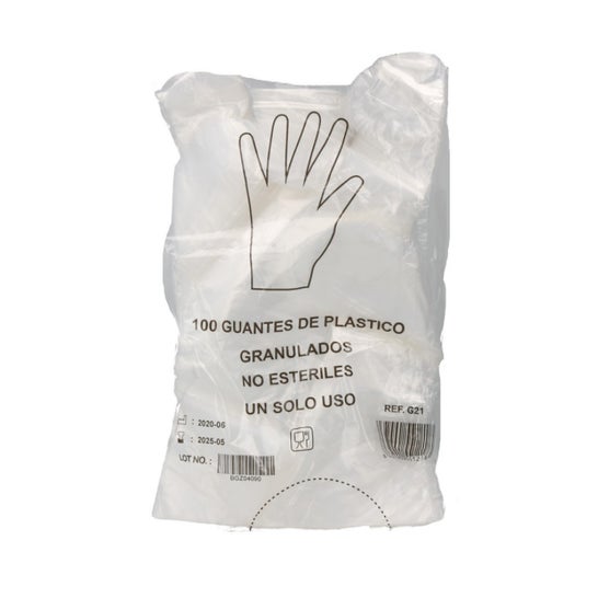 Omare Plastic Disposable Gloves Granulated 100 units