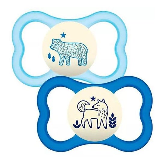 Mam Baby Soother Air Night Silicone Blue 6M 2 pieces