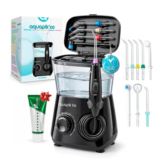 Aquapik100® Waterflosser Irrigador Dental 600 ml 10 Niveles Negro 1 ud
